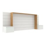Tte de lit avec chevets blanc et bois 160 cm