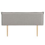 T�te de lit en tissu sur pieds en bois, gris, 160 cm