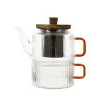 Théière en verre et anse ambre 400ml et tasse assortie 25cl Théière en verre et anse ambre 400ml et tasse assortie 25cl