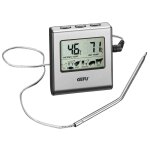 Thermomtre numrique avec minuteur en acier inoxydable argent
