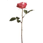 Tige de rose avec pines et feuilles artificielles rose h33