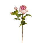Tige de rose ferme artificelle rose ple h80
