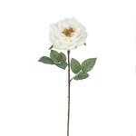 Tige de rose ouverte artificielle blanche h64