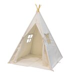 Tipi avec plancher en coton, crme, 120x120 cm