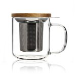 Tisanire en verre et couvercle en bois d'acacia 300ml
