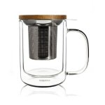 Tisanire en verre et couvercle en bois d'acacia 350ml