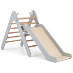 Toboggan 2 en 1 avec triangle escalade montessori gris Toboggan 2 en 1 avec triangle escalade montessori gris