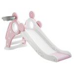 Toboggan pliable pour enfants avec panier de basket rose vif