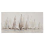 Toile peinte voiliers bleus et beiges 120x60