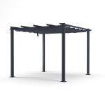 Tonnelle 3x3m avec toile rtractable en aluminium gris