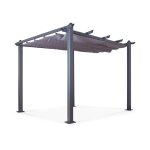 Tonnelle 3x3m avec toile rtractable en aluminium gris