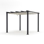 Tonnelle 3x3m avec toile rtractable en aluminium gris cru