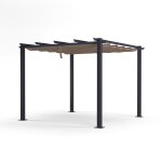 Tonnelle 3x3m avec toile rtractable en aluminium gris taupe