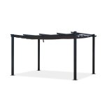 Tonnelle 3x4m avec toile rtractable en aluminium gris