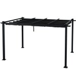 Tonnelle 3x4m avec toile rtractable en aluminium gris