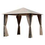 Tonnelle � 4 rideaux polyester taupe 3x3m