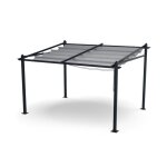 Tonnelle murale 3x4m avec toile rtractable en aluminium gris