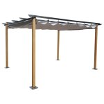 Tonnelle avec toile rétractable en aluminium gris 3x4m Tonnelle avec toile rétractable en aluminium gris 3x4m