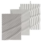 Torchons gris imprims 50x70cm (x3)