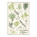 Torchon les herbes de provence en coton ecru 48 x 72