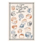 Torchon herbier en coton ecru 48 x 72
