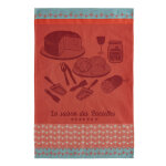 Torchon imprim en jacquard de coton rouge 50x75cm