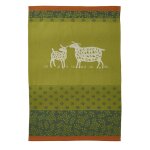 Torchon imprim en jacquard de coton vert 50x75