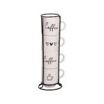 Tour de 4 tasses 12 cl blanches en porcelaine