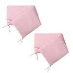 Tour de lit réversible à petites étoiles coton rose clair 40x180 cm Tour de lit réversible à petites étoiles coton rose clair 40x180 cm