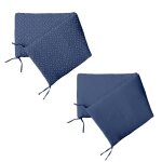 Tour de lit rversible  pois en gaze de coton bleu fonc 40x180 cm