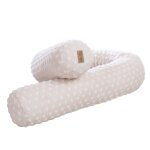 Tour de lit traversin en coton bio 170 cm motif pois en relief beige Tour de lit traversin en coton bio 170 cm motif pois en relief beige