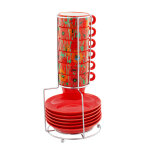 Tour de tasses espresso rouge porcelaine de chine 28 x 0 x 0 cm