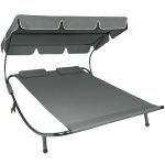 Transat en acier pour 2 personnes 2 roulettes 2 coussins de tte noir