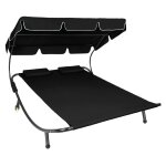 Transat acier 2 personnes 2 roulettes 2 coussins de tte noir