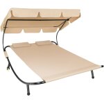 Transat acier 2 personnes 2 roulettes 2 coussins de tte noir et beige