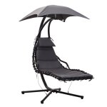 Transat bain de soleil suspendu noir et gris fonc