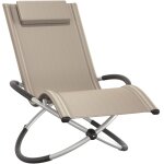 Transat bain de soleil avec textilne et appuie - tte amovible beige