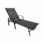 Transat pliable en acier et polyester gris fonc
