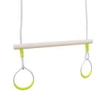 Trap�ze bois avec paire d'anneaux m�tal pour portique