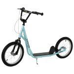Trottinette grands pneus guidon rglable acier bleu