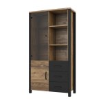 Vaisselier 2 portes 3 tiroirs stratifis beige noir