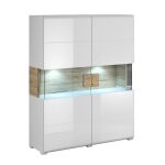 Vaisselier 2 portes avec led stratifiés blanc et bois Vaisselier 2 portes avec led stratifiés blanc et bois