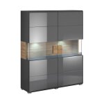 Vaisselier 2 portes avec led stratifiés gris et bois Vaisselier 2 portes avec led stratifiés gris et bois