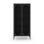 Vaisselier 2 portes en mtal h170cm - noir