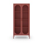 Vaisselier 2 portes en mtal h170cm - terracotta