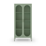 Vaisselier 2 portes en mtal h170cm - vert menthe