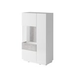 Vaisselier 2 portes ouverture gauche stratifiés blanc et béton Vaisselier 2 portes ouverture gauche stratifiés blanc et béton
