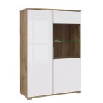 Vaisselier 2 portes stratifis blanc et bois