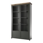 Vaisselier 2 portes stratifis vert et bois