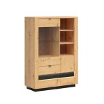 Vaisselier 2 portes 2 tiroirs avec led stratifis beige noir